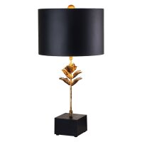 Tischlampe Schwarz Gold Antik Modern Pergament Schirm