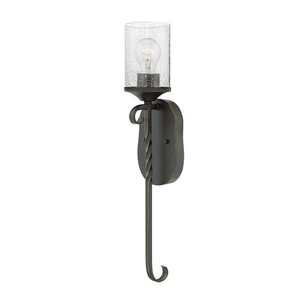 Wandleuchte Glas Metall E27 58,6 cm hoch Schwarz Antik