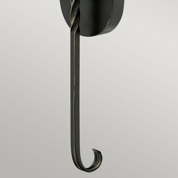 Wandleuchte Glas Metall E27 58,6 cm hoch Schwarz Antik