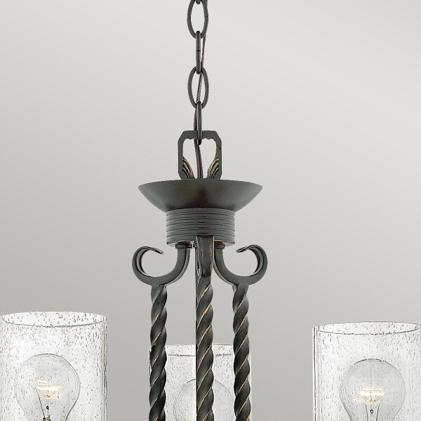 Lustre avec abat-jour L : 42,2 cm Noir Antique Rustique