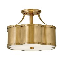 Plafonnier en laiton antique 2x E27 métal verre