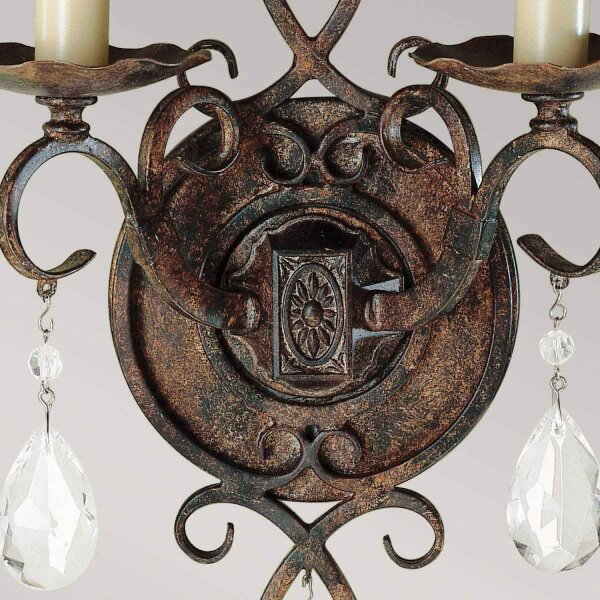 Applique en métal cristal 2x E14 H : 29,8 cm en bronze antique
