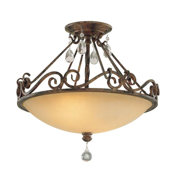 Plafonnier verre métal cristal Ø 39,2 cm rond 2x E27