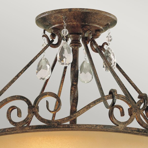 Plafonnier verre métal cristal Ø 39,2 cm rond 2x E27