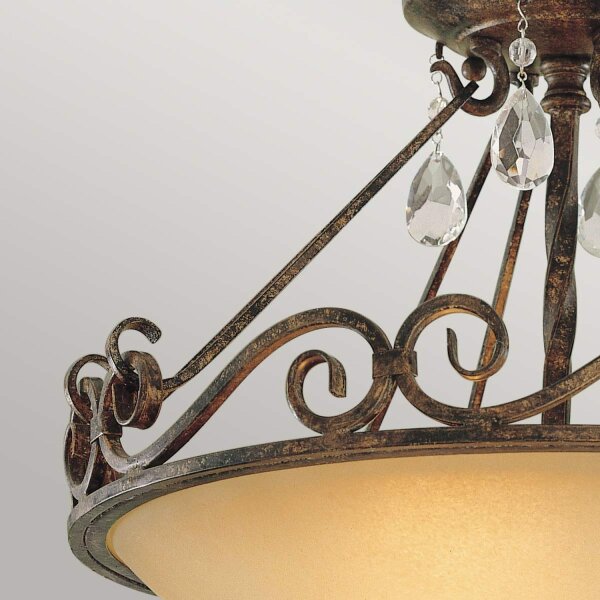 Plafonnier verre métal cristal Ø 39,2 cm rond 2x E27