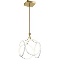 LED Hängelampe Modern B: 35,6 cm in Creme Gold 3000 K