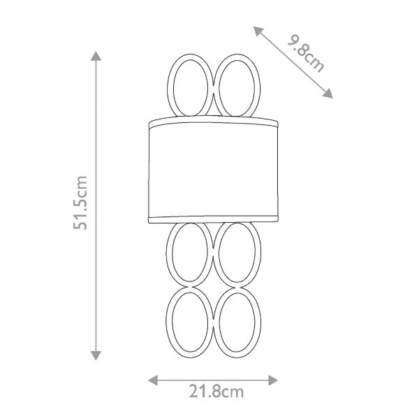 Wandleuchte Metall Stoff Glas 51,5 cm hoch 5x E14 elegant