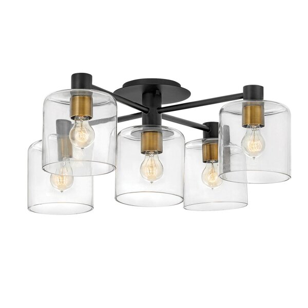 Deckenlampe Metall Glas E27 80,8 cm breit Vintage KAIRO