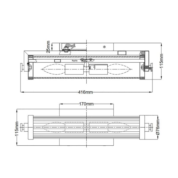 Badlampe Wand Glas Metall E14 IP44 B: 40,7 cm Chrom poliert