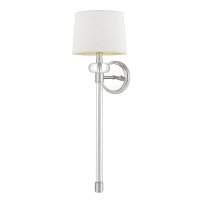 Wandlampe Metall Stoff H: 67,6 cm in Nickel poliert...
