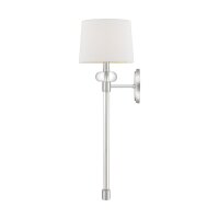 Wandlampe Metall Stoff H: 67,6 cm in Nickel poliert...