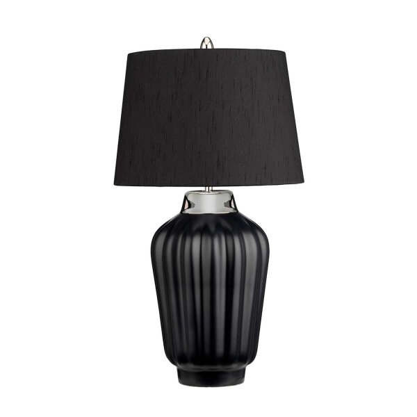 Lampe de table noir argent 56,2 cm de haut E27 céramique tissu