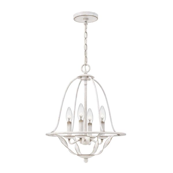Lustre Shabby Chic blanc métal H : max. 307,5 cm 4x E14