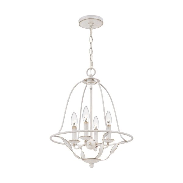 Lustre Shabby Chic blanc métal H : max. 307,5 cm 4x E14