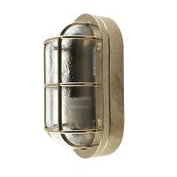 Wandlampe au&szlig;en Messing Glas E27 IP64 23 cm breit Maritim