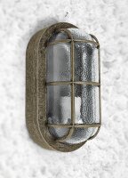 Maritime Lampe Wand außen Feuchtraum Messing Glas...
