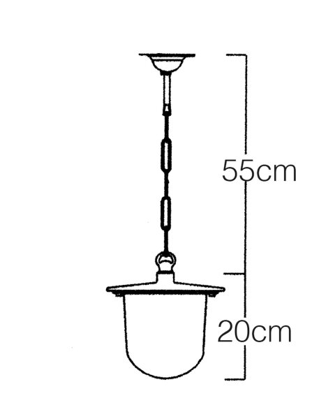 Lampe dextérieur suspendue laiton verre H : max. 75 cm IP44 E27