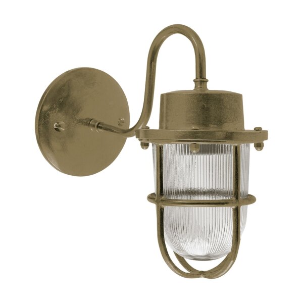 Außenwandleuchte Glas Echt-Messing E27 IP64 H: 25 cm Maritim