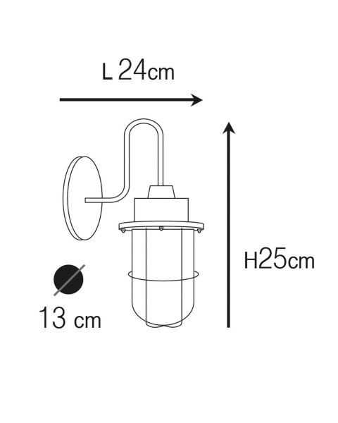 Außenwandleuchte Glas Echt-Messing E27 IP64 H: 25 cm Maritim