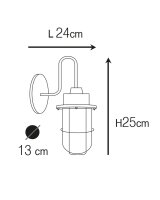 Außenwandleuchte Glas Echt-Messing E27 IP64 H: 25...