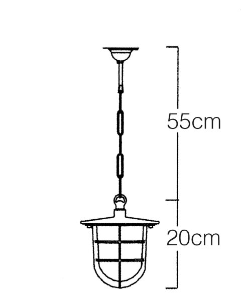 Pendelleuchte außen Messing Riffelglas H: max. 75 cm Maritim