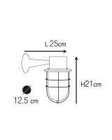Außenwandlampe Glas Messing E27 IP44 H: 21 cm Maritim