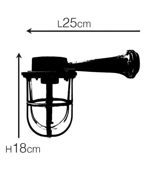 Wandleuchte außen Echt-Messing Glas E27 IP64 H: 18 cm