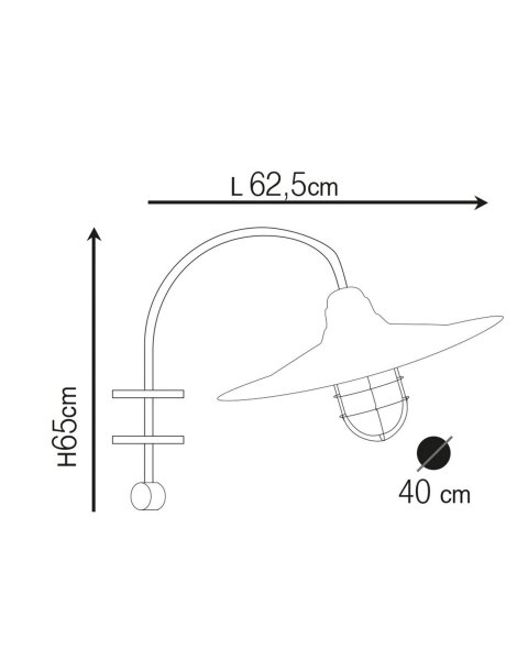 Große Wandlampe außen Messing Glas E27 IP54 H: 65 cm