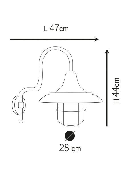 Lampe dextérieur murale laiton véritable verre H : 44 cm IP44 E27