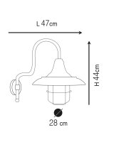 Außenleuchte Wand Echt-Messing Glas H: 44 cm IP44 E27
