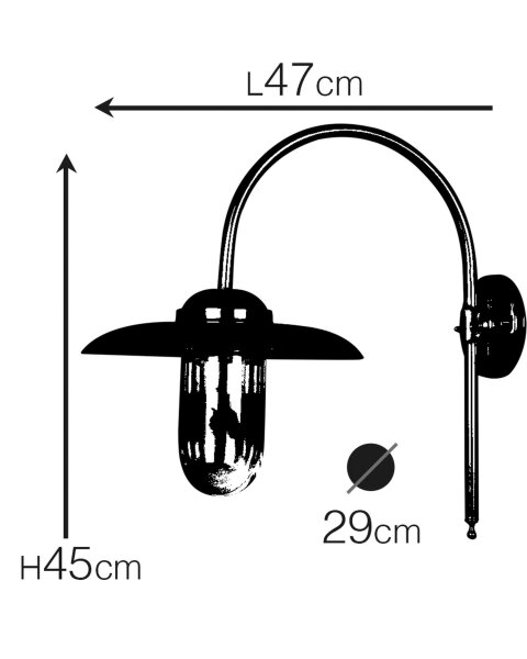 Applique extérieure laiton verre E27 IP44 H : 45 cm Maritim