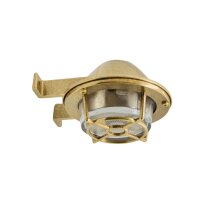 Außenwandlampe Messing massiv Glas 14 cm breit IP64 G9