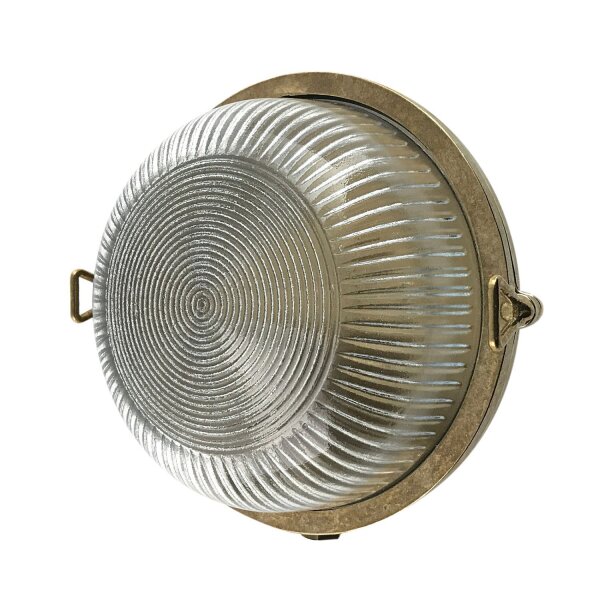 Lampe dextérieur mur verre laiton massif E27 IP64 ronde