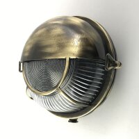 Schiffslampe au&szlig;en Messing Glas &Oslash; 17,5 cm IP64 E27 rund