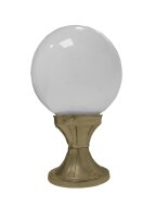 Sockelleuchte Messing Glas 32 cm hoch IP43 E27 Kugel Schirm