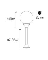 Außenleuchte Kugel Schirm 60 cm hoch Glas Messing...