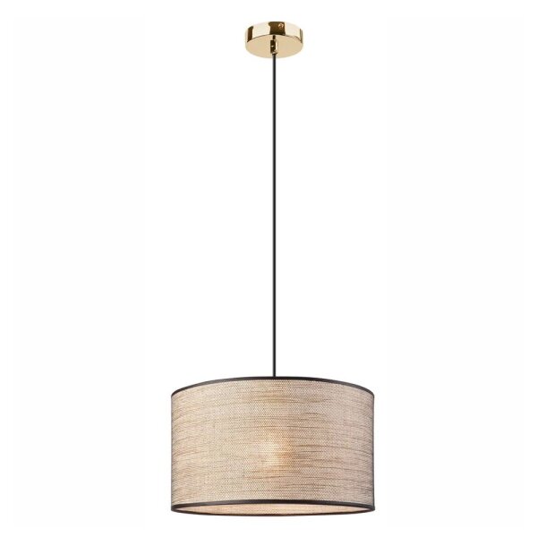 Runde Pendelleuchte Stoffschirm in Gold E27 Ø35 cm