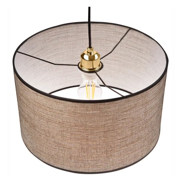 Runde Pendelleuchte Stoffschirm in Gold E27 Ø35 cm