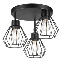Lampe de plafonnier métal E27 L:38 cm noir...