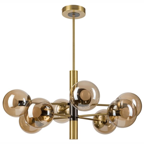 Deckenleuchte E14 Metall Glas 8-flammig B:68 cm in Gold