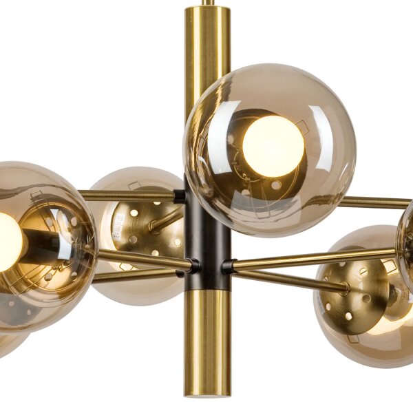 Deckenleuchte E14 Metall Glas 8-flammig B:68 cm in Gold