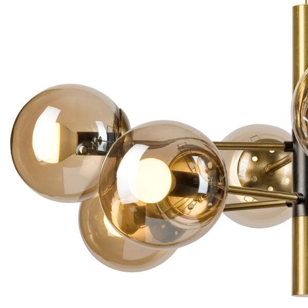 Deckenleuchte E14 Metall Glas 8-flammig B:68 cm in Gold