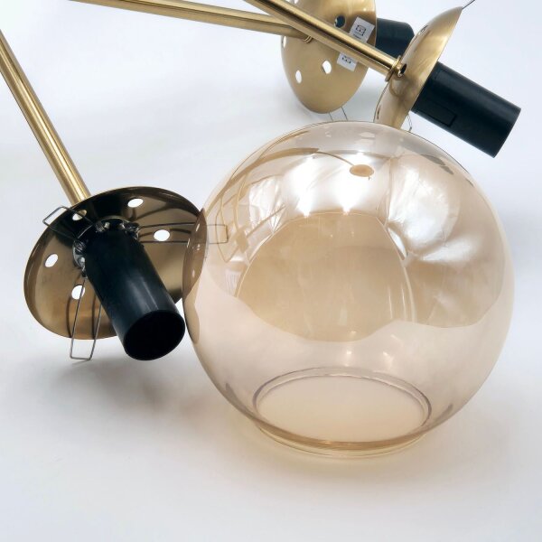 Deckenleuchte E14 Metall Glas 8-flammig B:68 cm in Gold