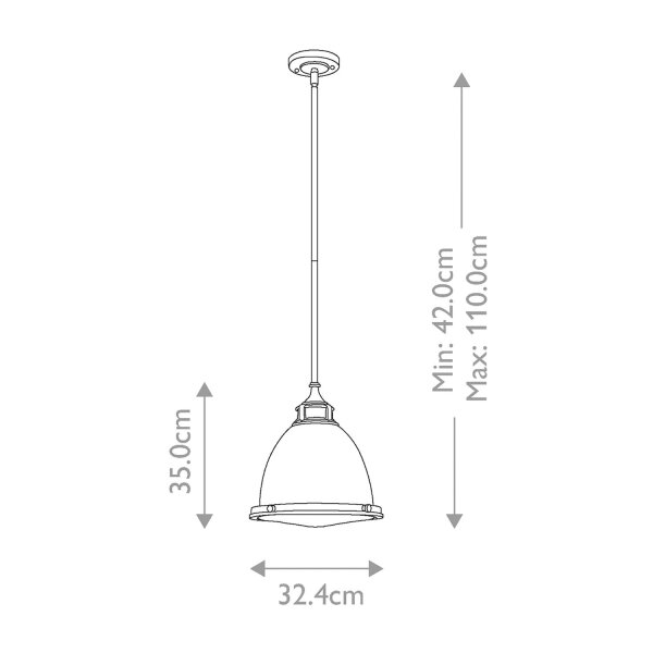 Lampe à suspendre Abat-jour en verre D : 32,4 cm rond H : max. 110 cm