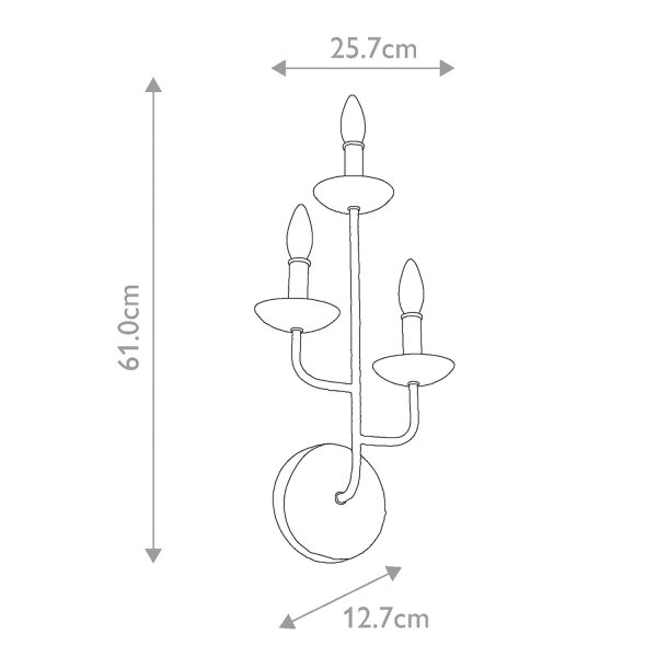 Wandlampe Metall 61 cm hoch Weiß E14 3-flammig EIRA