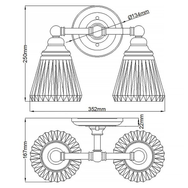 Badezimmerleuchte Wand LED G9 IP44 B: 35,2 cm Metall Glas