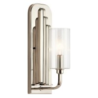 Applique m&eacute;tal verre E14 hauteur 35,5 cm nickel poli