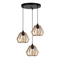 Wohnliche Hängeleuchte Holz E27 B:37 cm Schwarz Natur