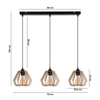 Gemütliche Hängelampe Schwarz Natur Holz E27 70...