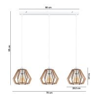 Pendelleuchte Skandinavisch Holz Metall Weiß E27...